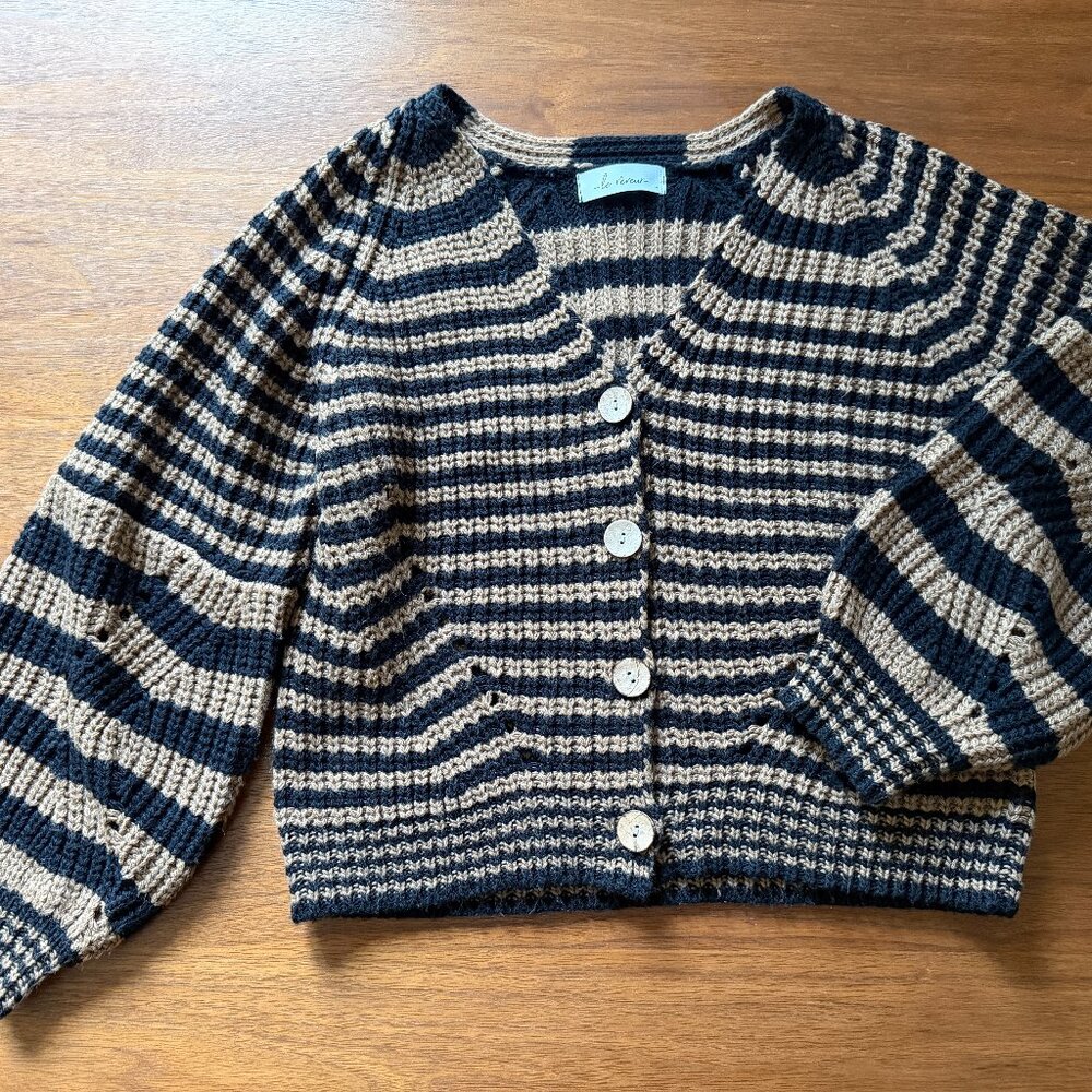 brown and black striped sweater black and camel cozycore coquette La Reveur